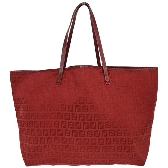 Fendi Red Canvas Zucchino Tote Handbag 838BH005011 186989 - Picture 1 of 10